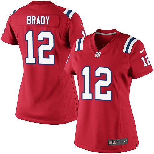 Women's Elite Tom Brady Nike Jersey Red Alternate - #12 NFL New England Patriots